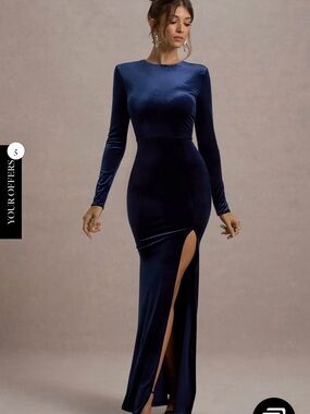 Club L London NWT RAYLA BERRY Velvet Maxi Dress With Split
- (BERRY — not Navy)